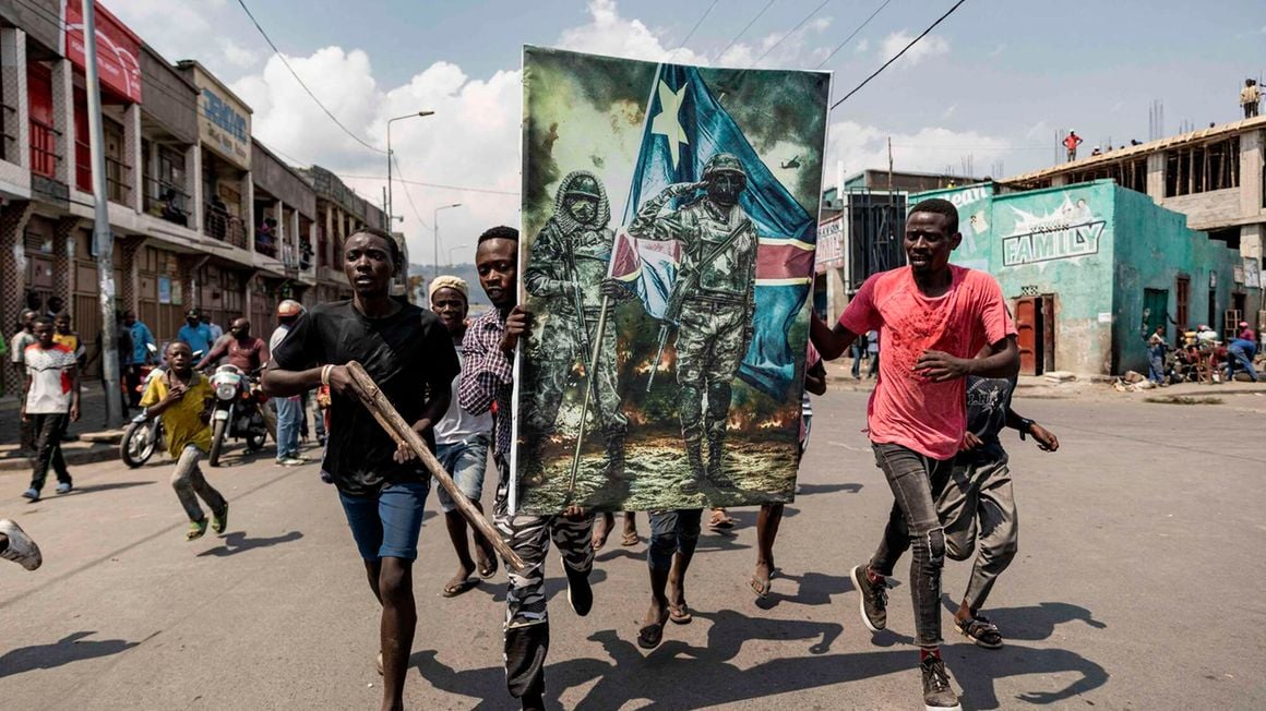 University Students march in Goma in support of DRC army