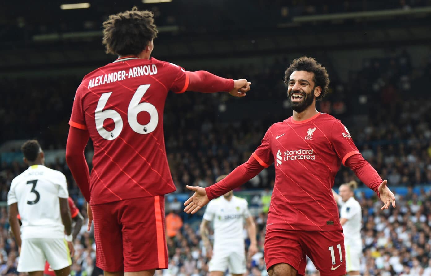Mohamed Salah and Diogo Jota hit doubles in 6-1 rout