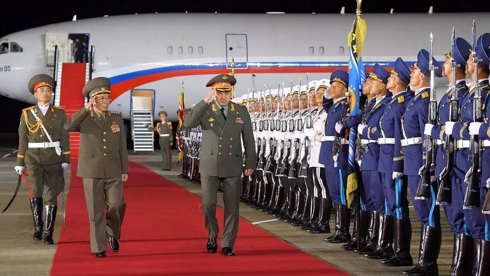 Russian Defence Minister Sergei Shoigu arrives in North Korea